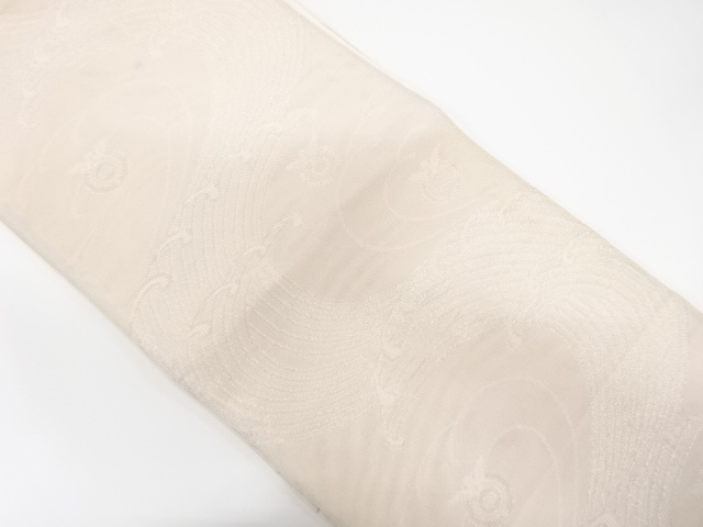 JAPANESE KIMONO / ANTIQUE SUMMER FUKURO OBI / WOVEN RAGING WAVES